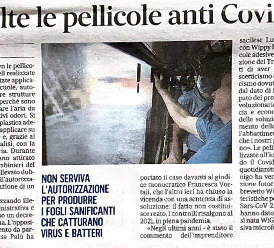 Gazzettino 20230722 pellicole fotocatalitiche assolte